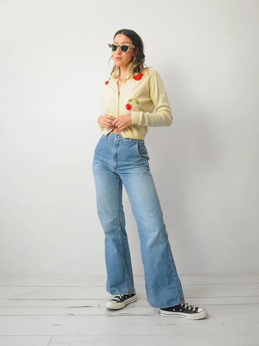 1950's 3D Rose Cashmere Cardigan