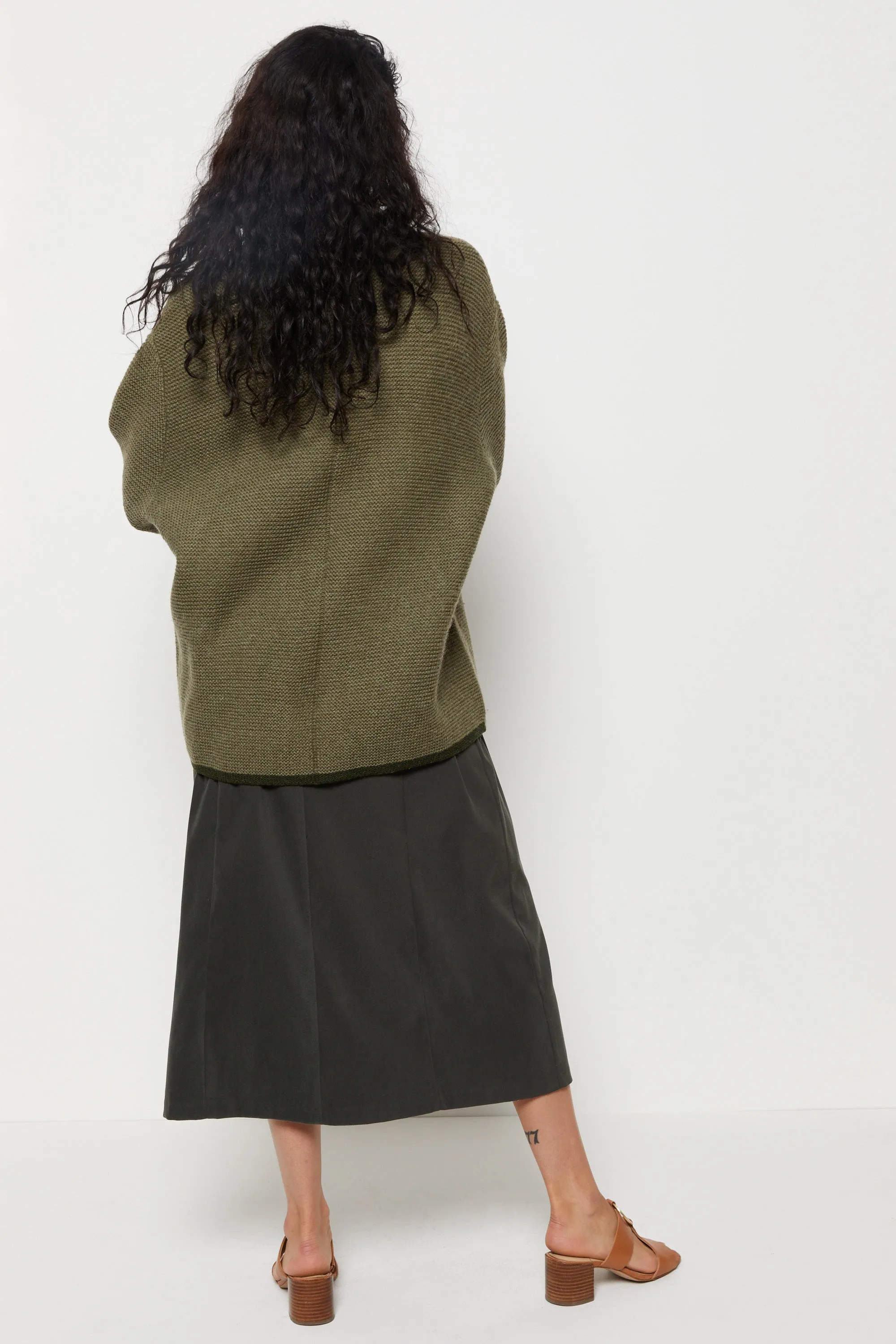 90s Khaki Wool Cardigan L