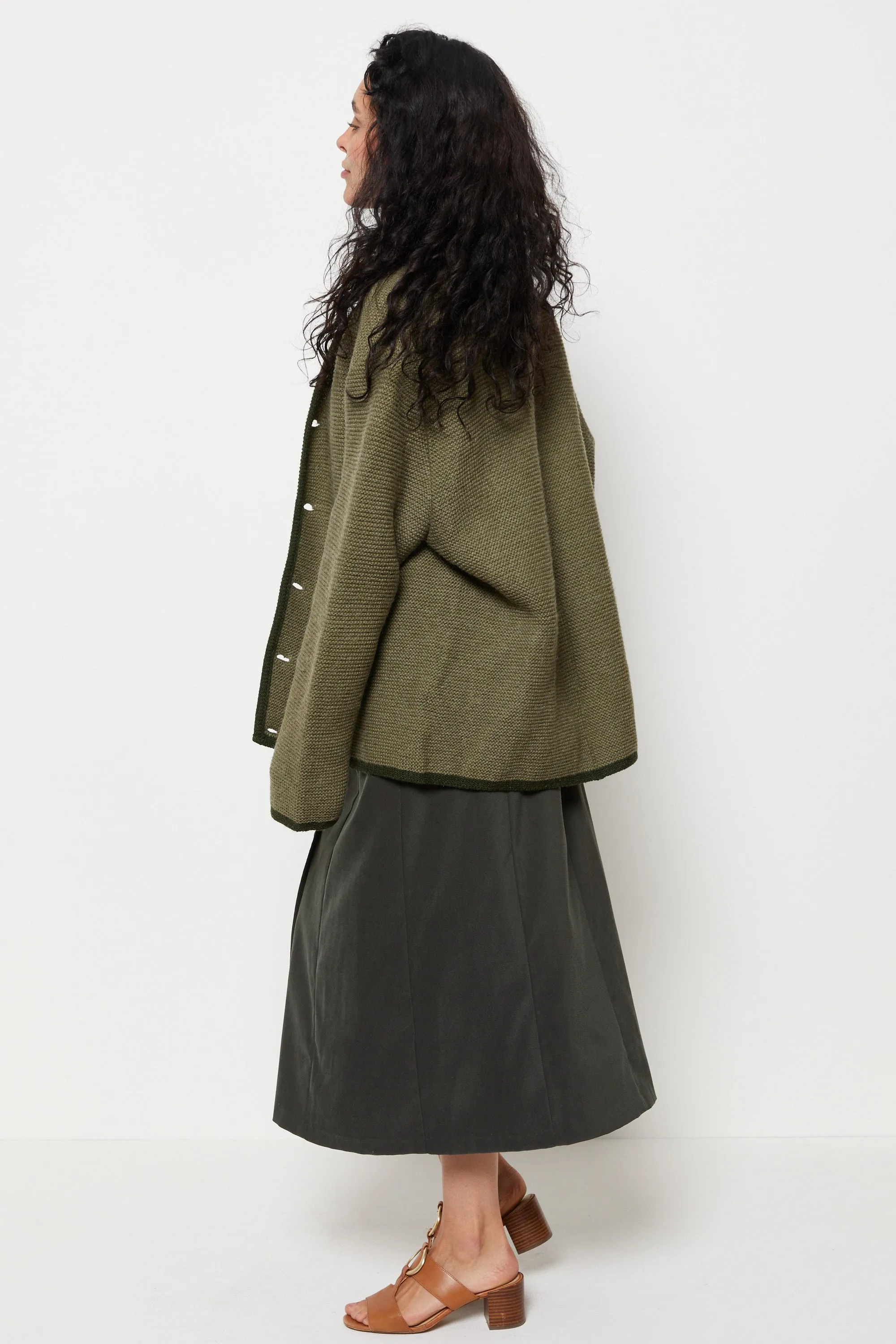 90s Khaki Wool Cardigan L
