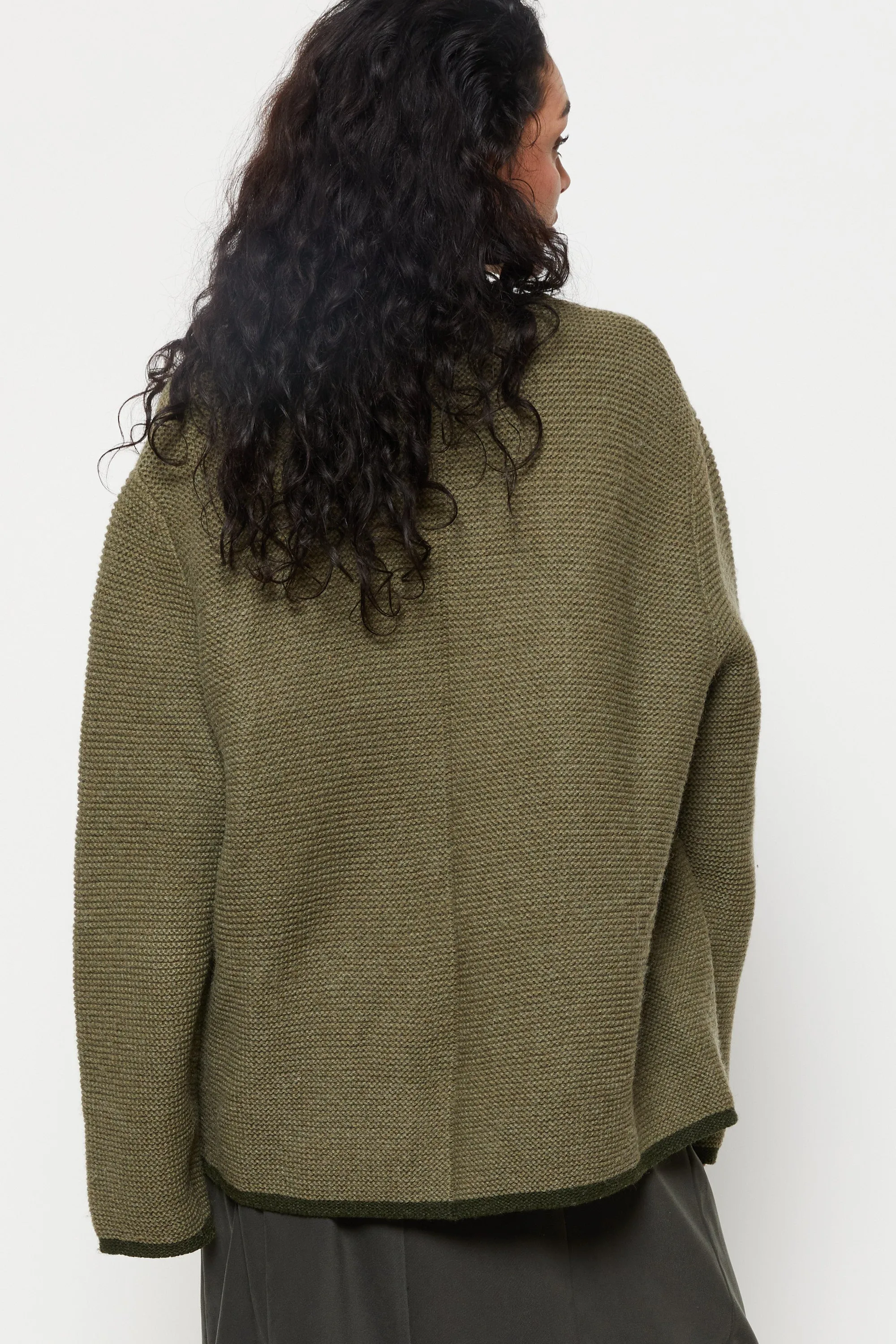 90s Khaki Wool Cardigan L
