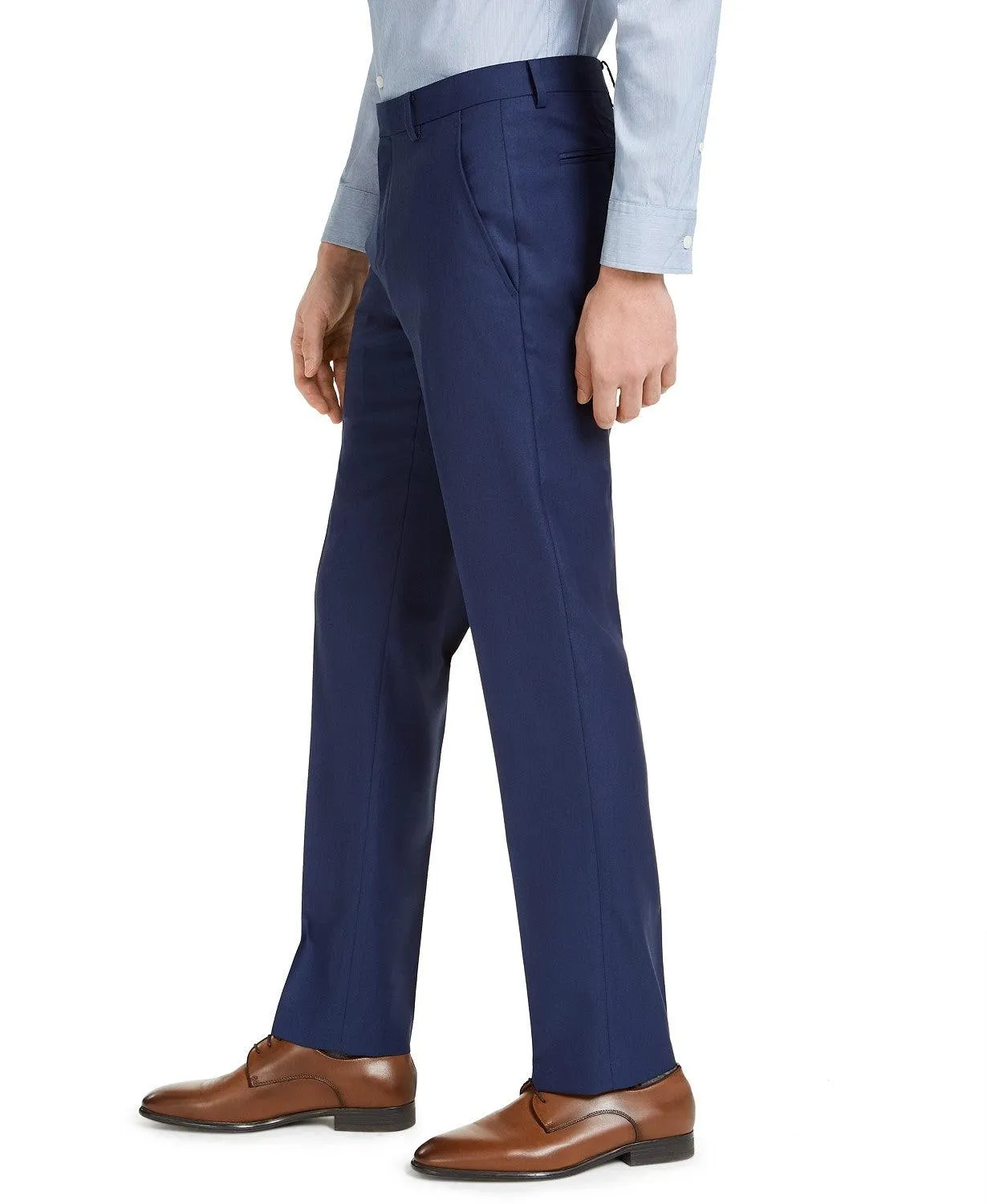 Alfani Mens Slim fit Dress Pants 32 / 34 Blue Solid Stretch