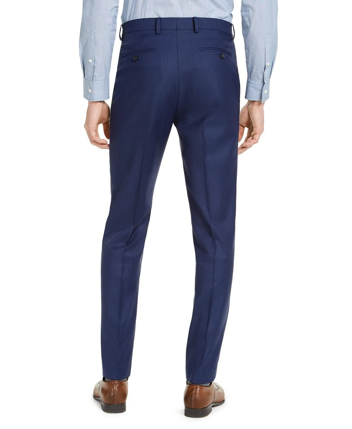 Alfani Mens Slim fit Dress Pants 32 / 34 Blue Solid Stretch