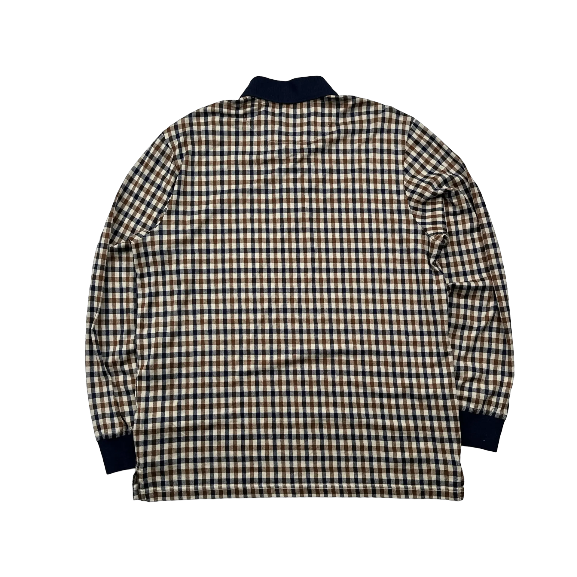 Aquascutum X Supreme Classic Checked Longsleeve Spellout Polo Shirt - Large