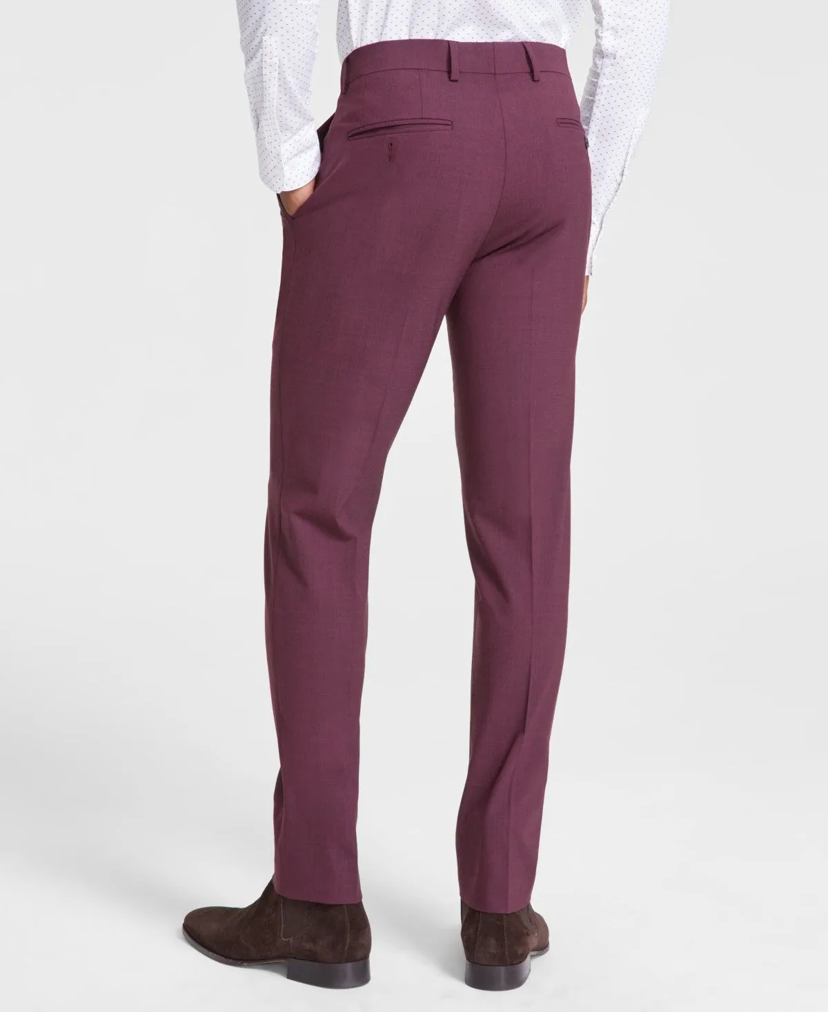 Bar Iii Mens Slim fit Dress Pants 32 / 30 Red Solid Stretch