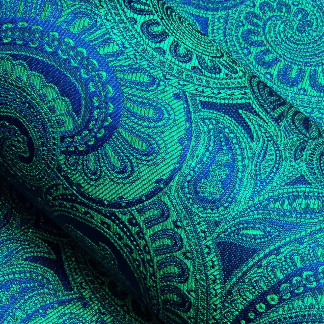Barry Wang Blue Teal Green Shirt Men's Button Up Paisley Dress Shirt