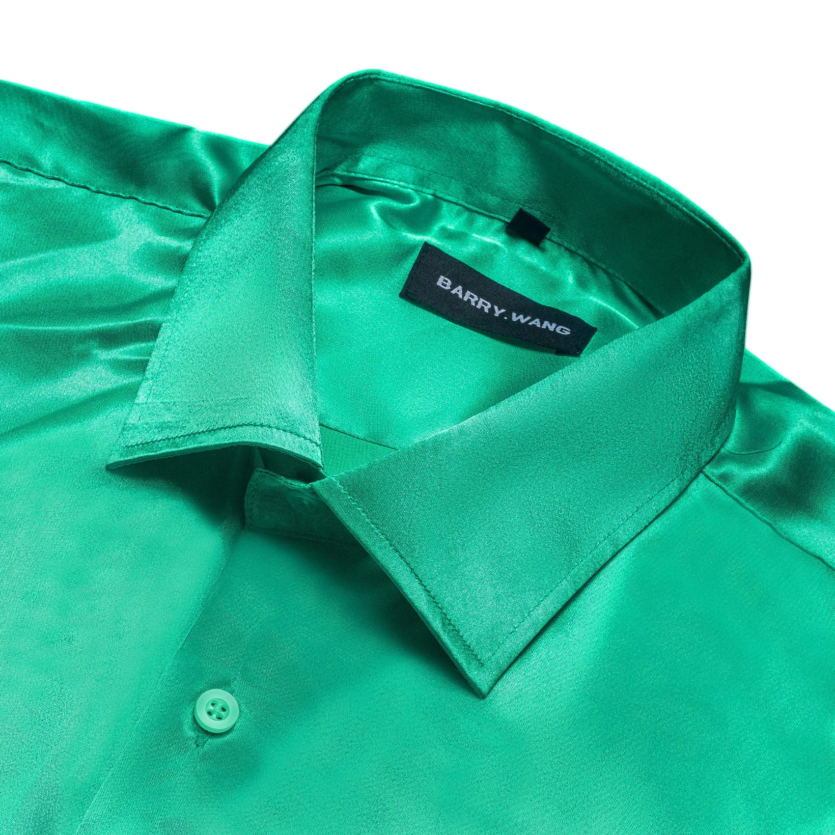 Barry.wang Fresh Green Solid Silk Shirt