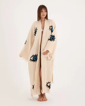 Beige Evil Eye Kimono