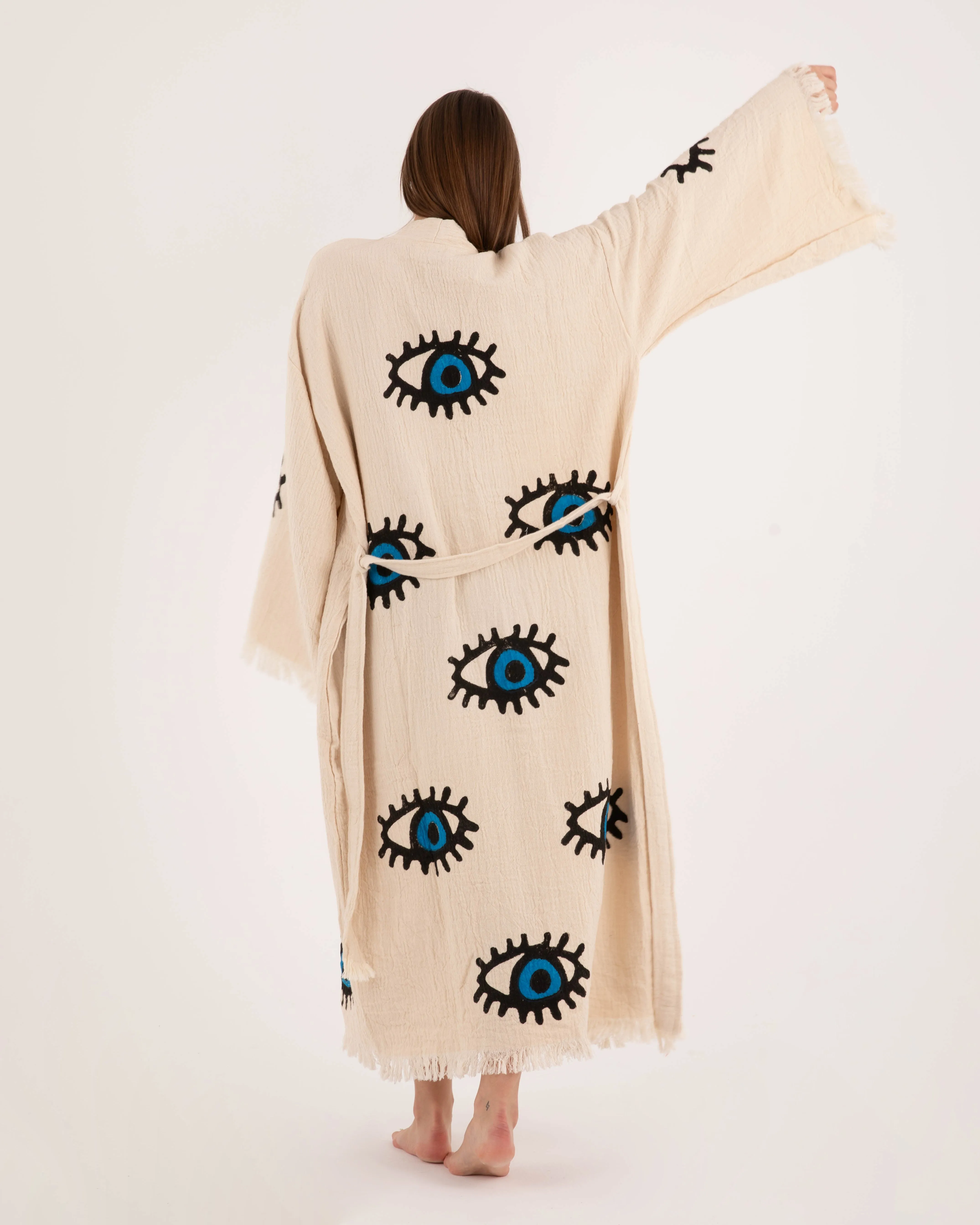 Beige Evil Eye Kimono