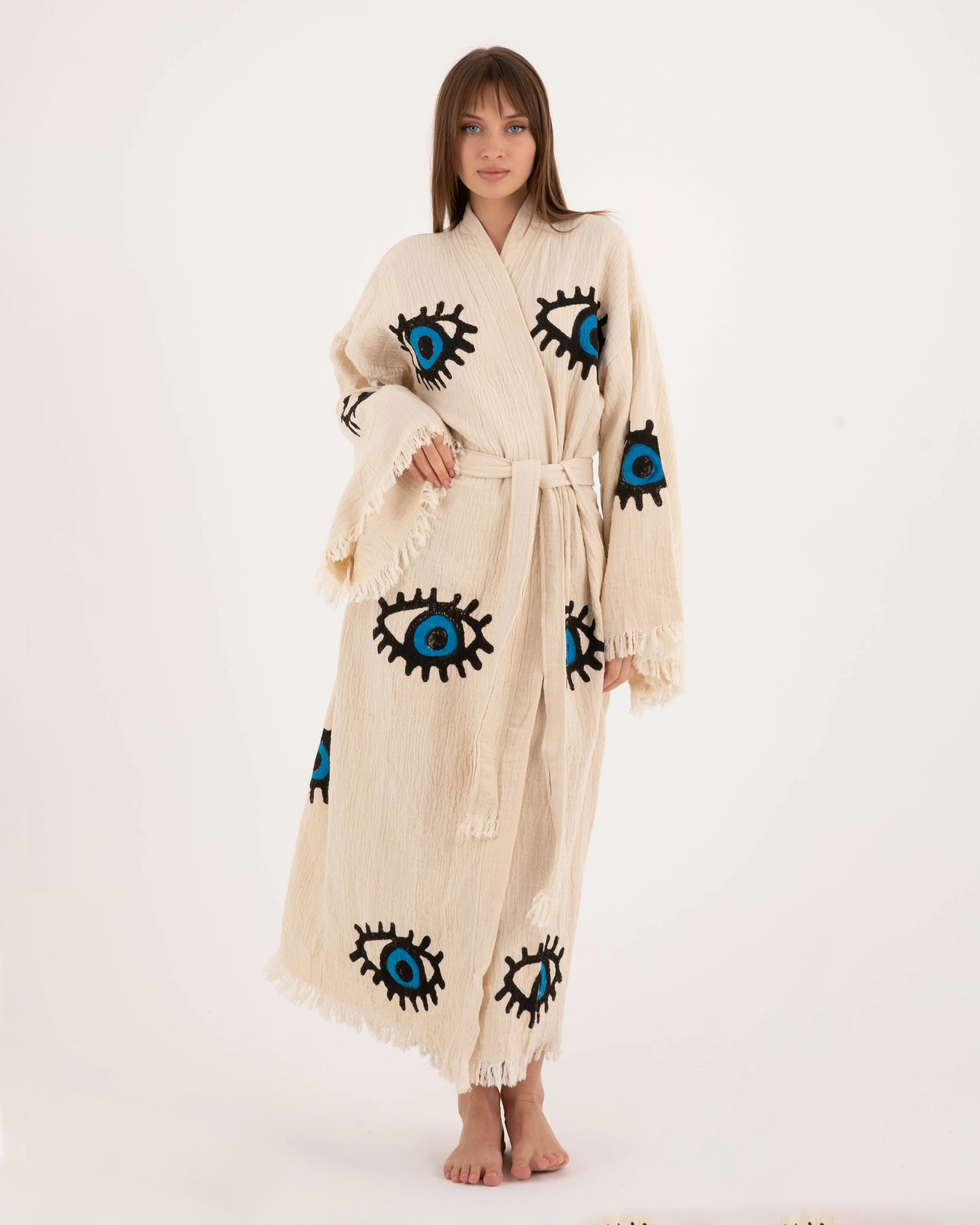 Beige Evil Eye Kimono