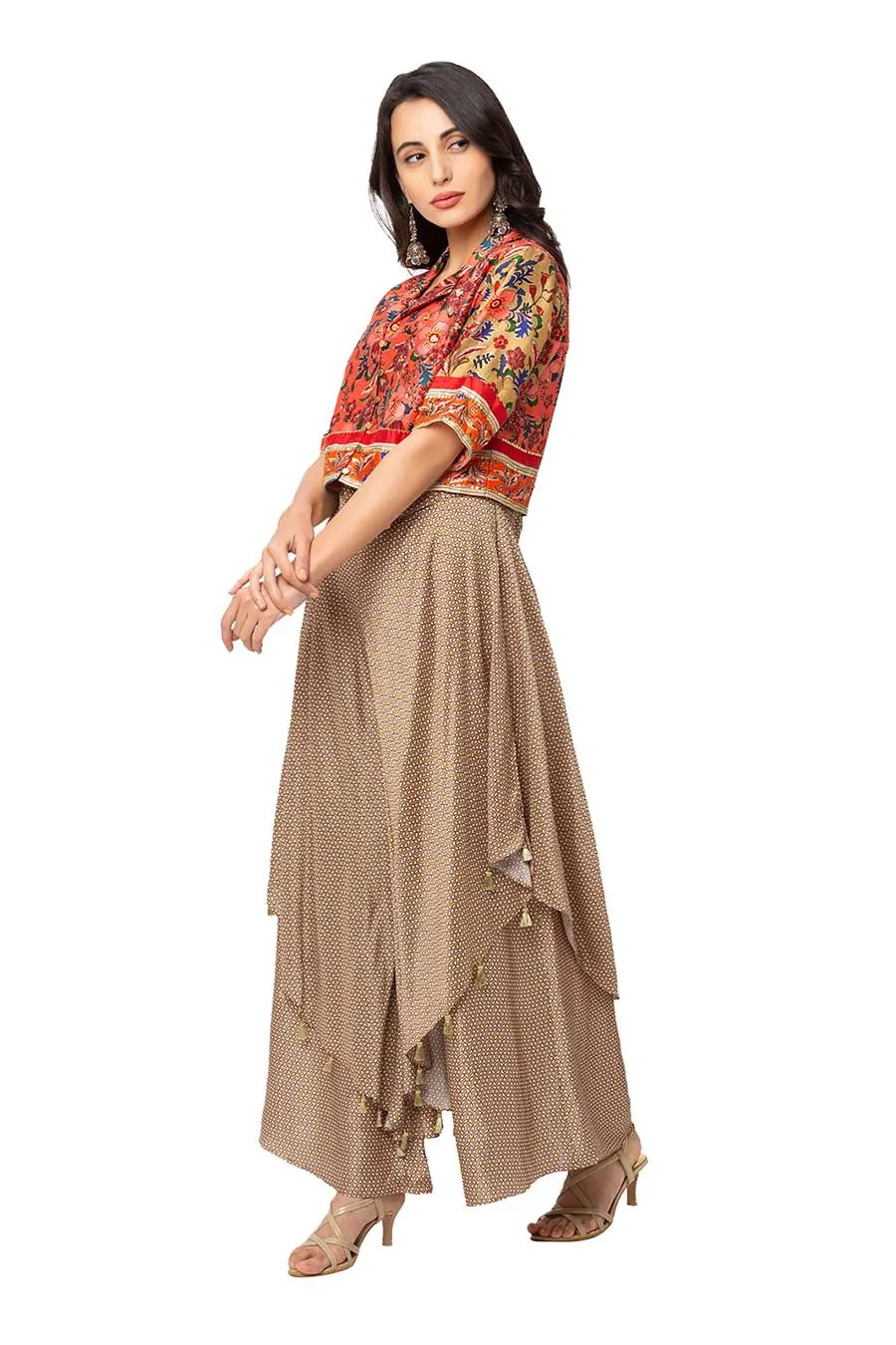 Beige Jumpsuit & Short Jacket Co-Ord Set
