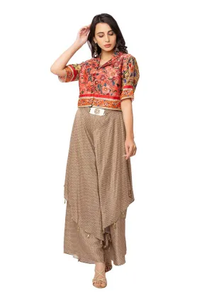 Beige Jumpsuit & Short Jacket Co-Ord Set