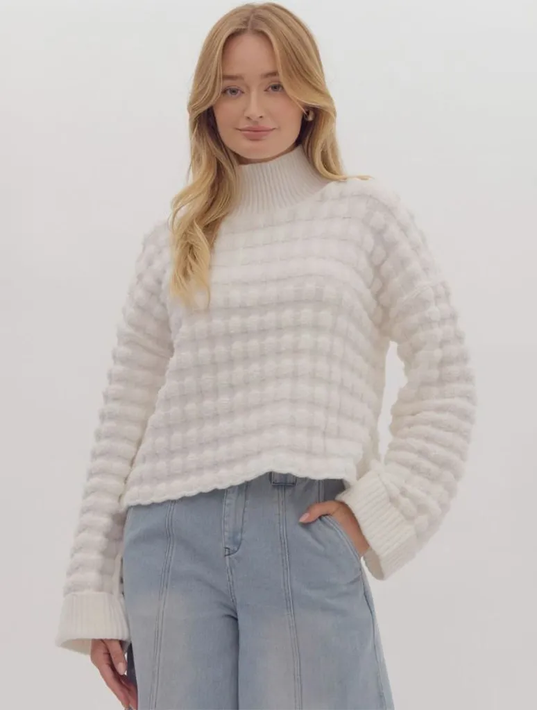 Bell Sleeve Textured Sweater