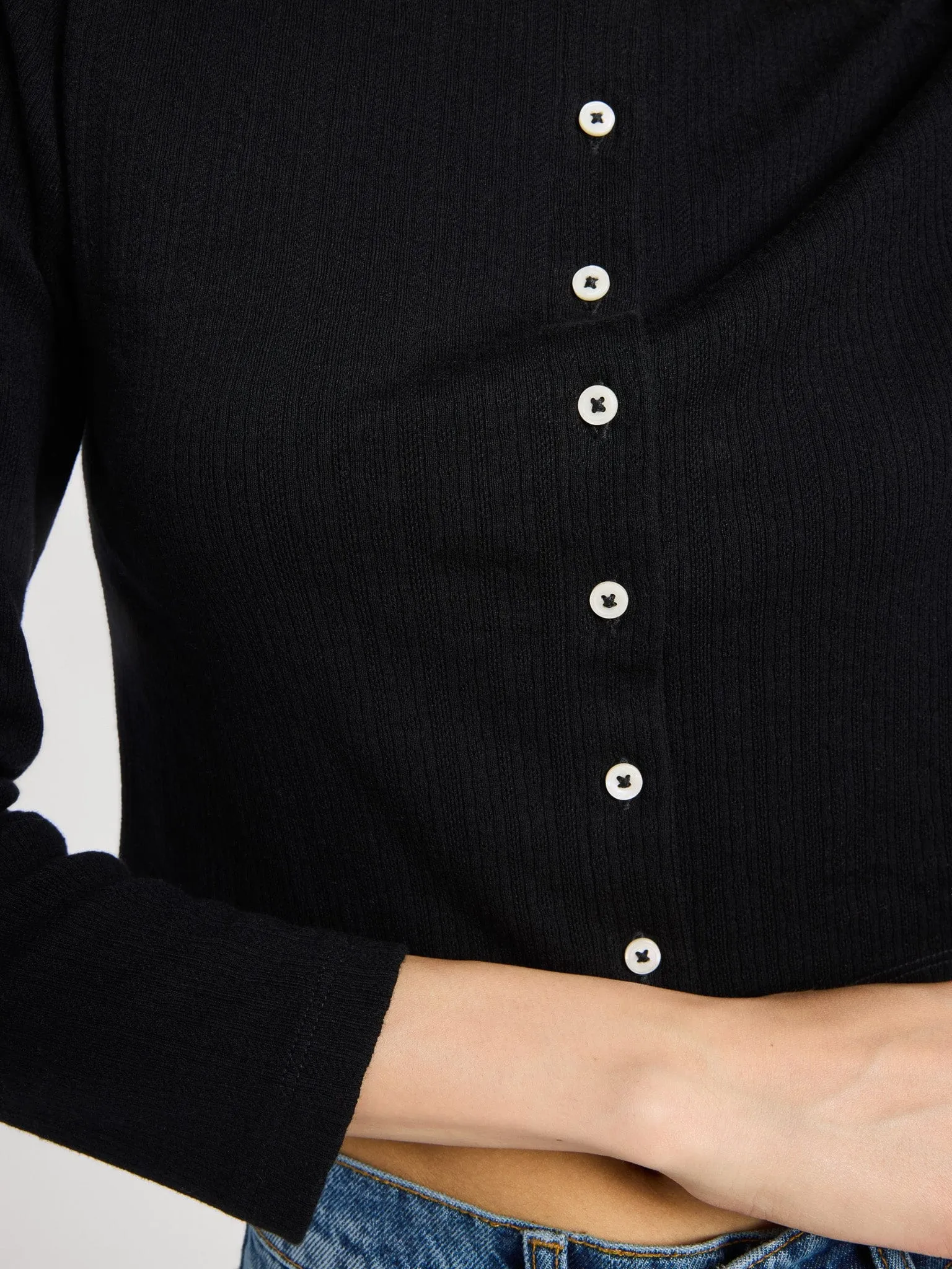 Bibi Pointelle Cardigan in Black