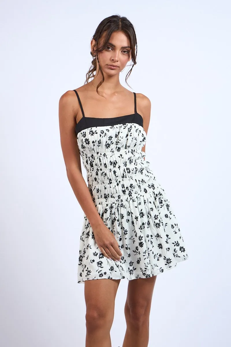 Black & White Floral Mini Dress
