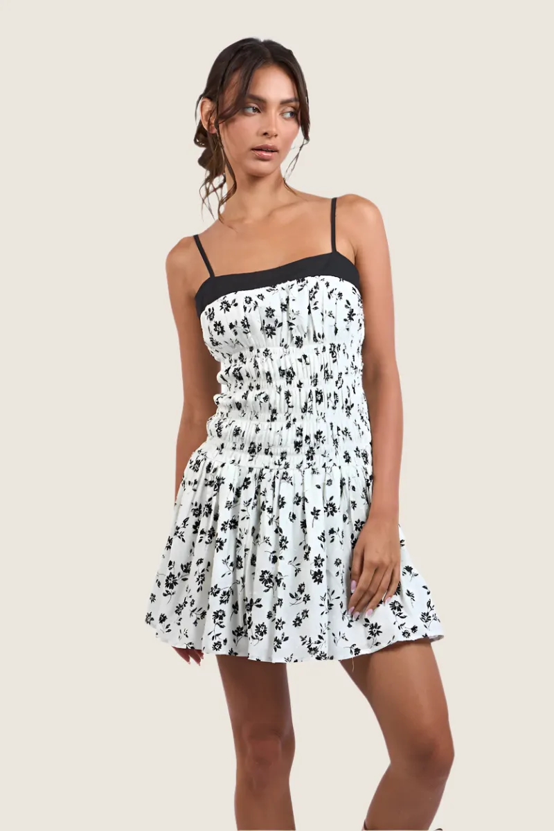 Black & White Floral Mini Dress