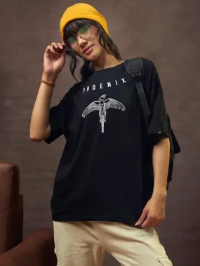 Black Phoenix Fawkes Graphic Printed Womens Drop Shoulder T shirt Legacy Boutiques Dacca