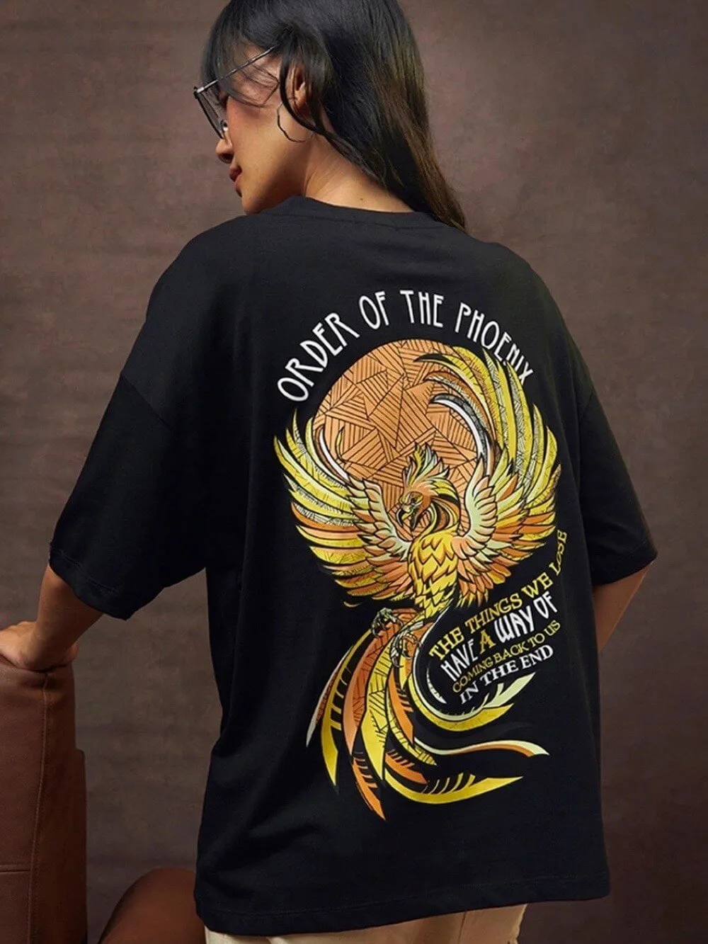 Black Phoenix Fawkes Graphic Printed Womens Drop Shoulder T shirt Legacy Boutiques Dacca