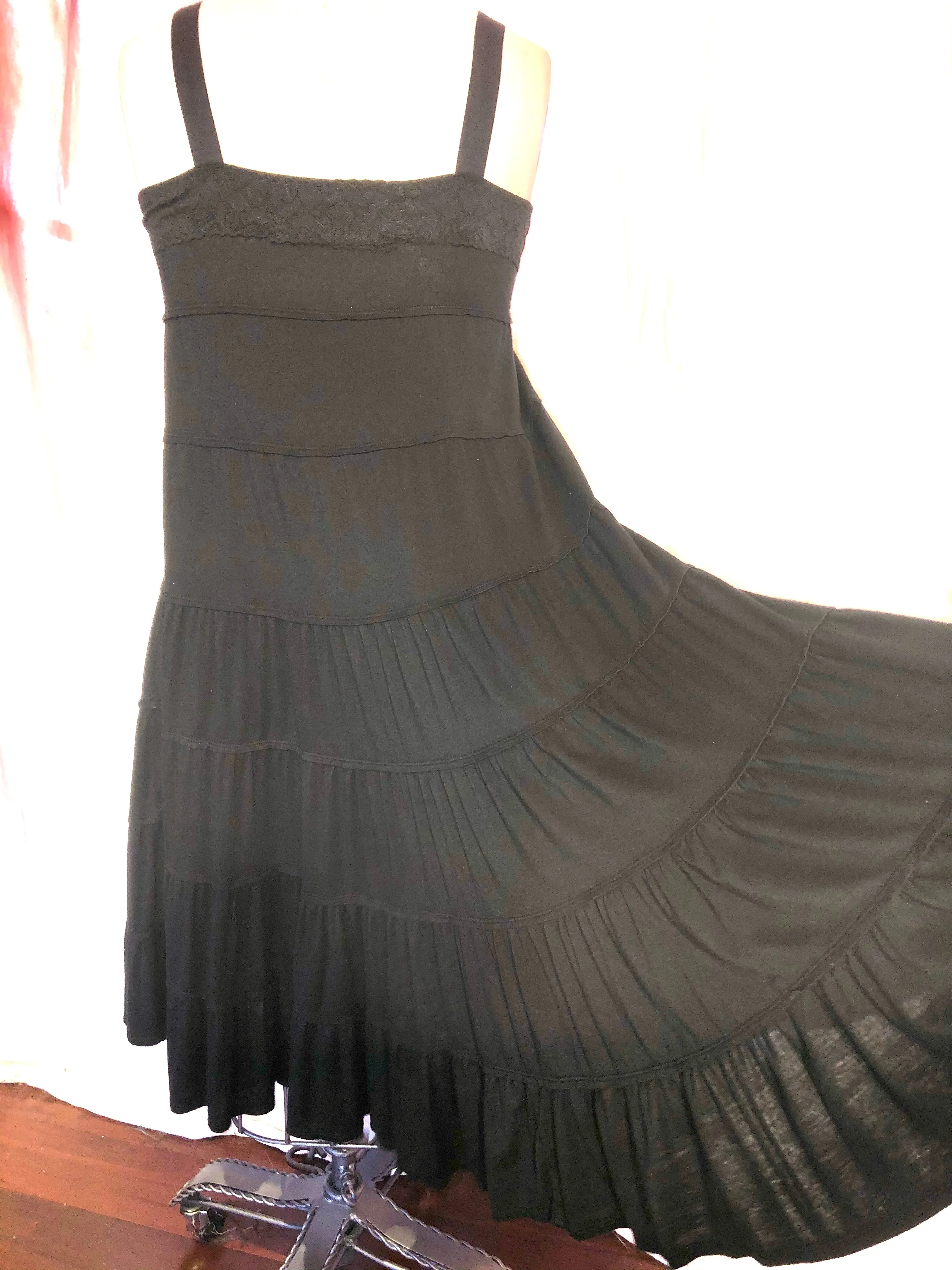 Black Stretch Knit Babydoll Dress