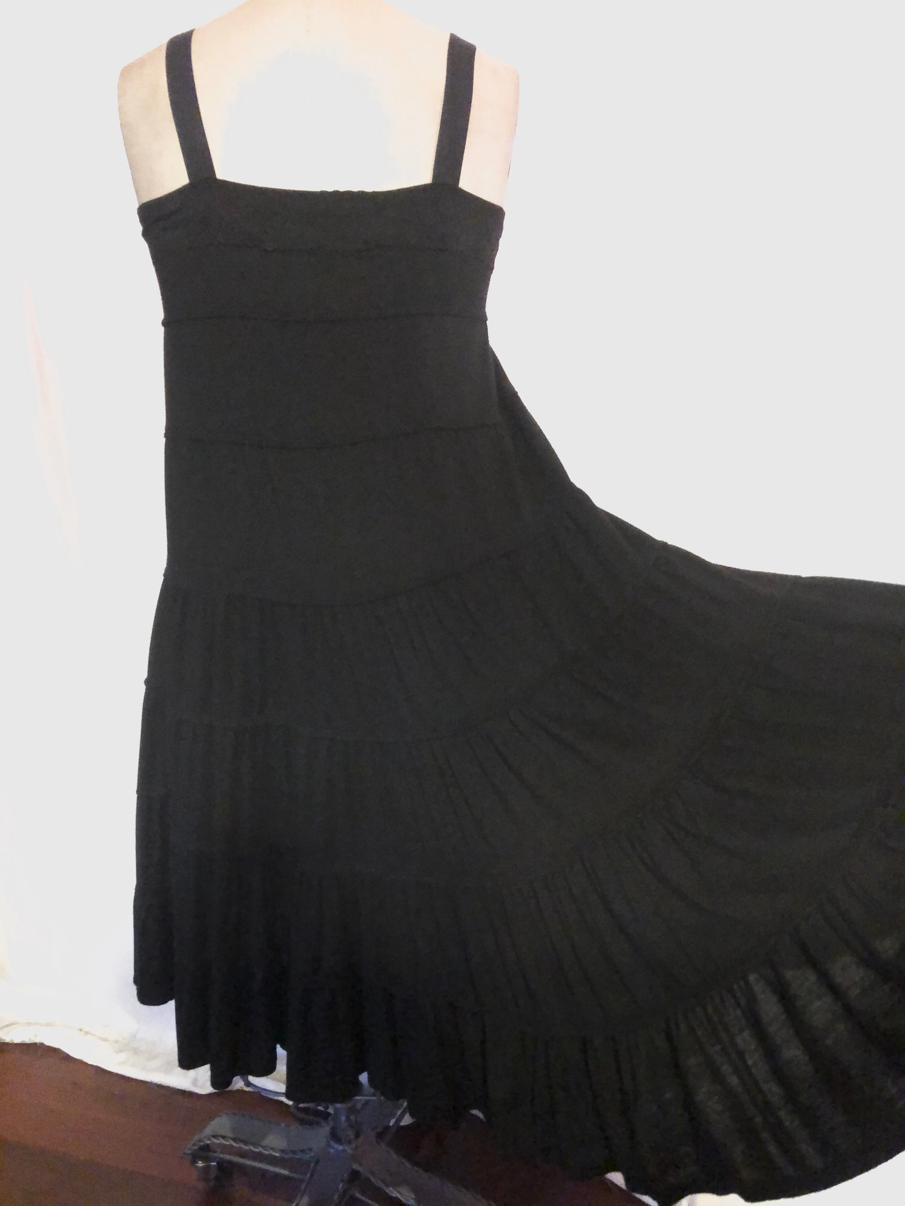Black Stretch Knit Babydoll Dress