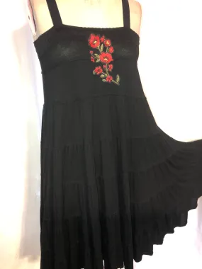 Black Stretch Knit Babydoll Dress