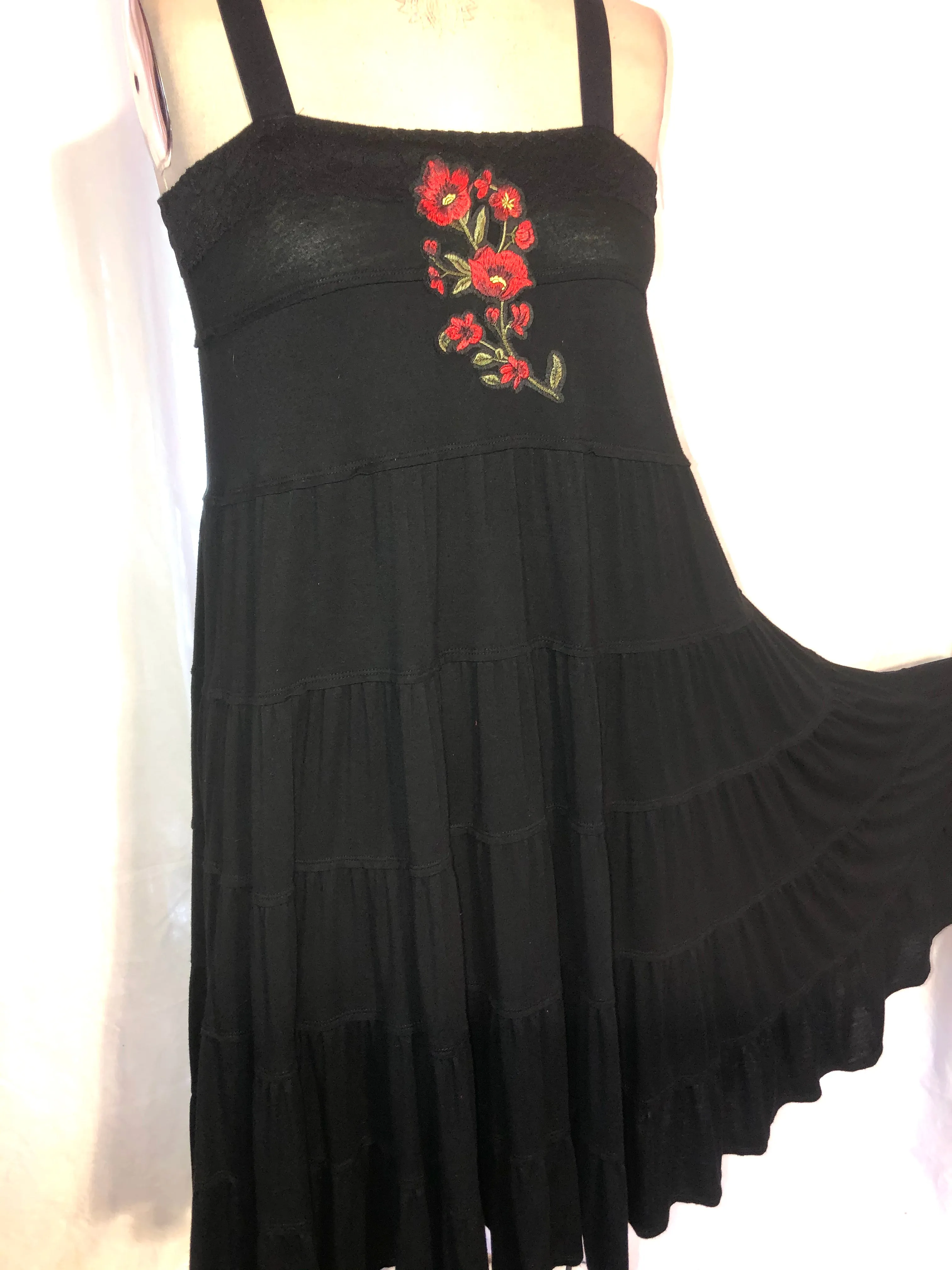 Black Stretch Knit Babydoll Dress