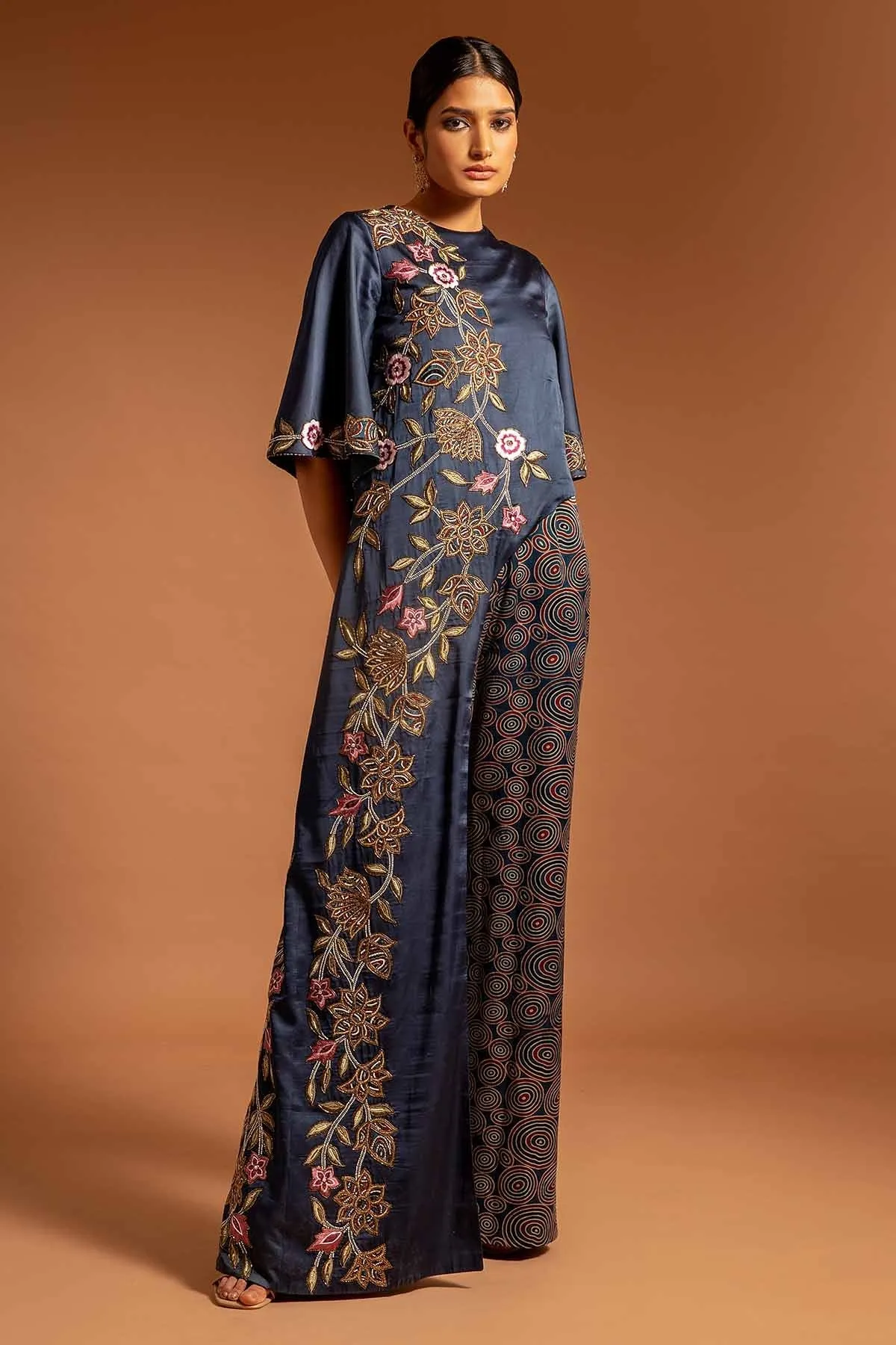 Blue Ajrakh Print Flare Jumpsuit