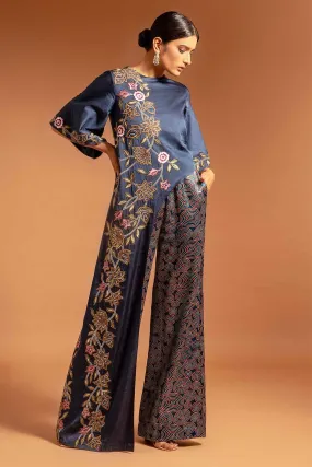 Blue Ajrakh Print Flare Jumpsuit