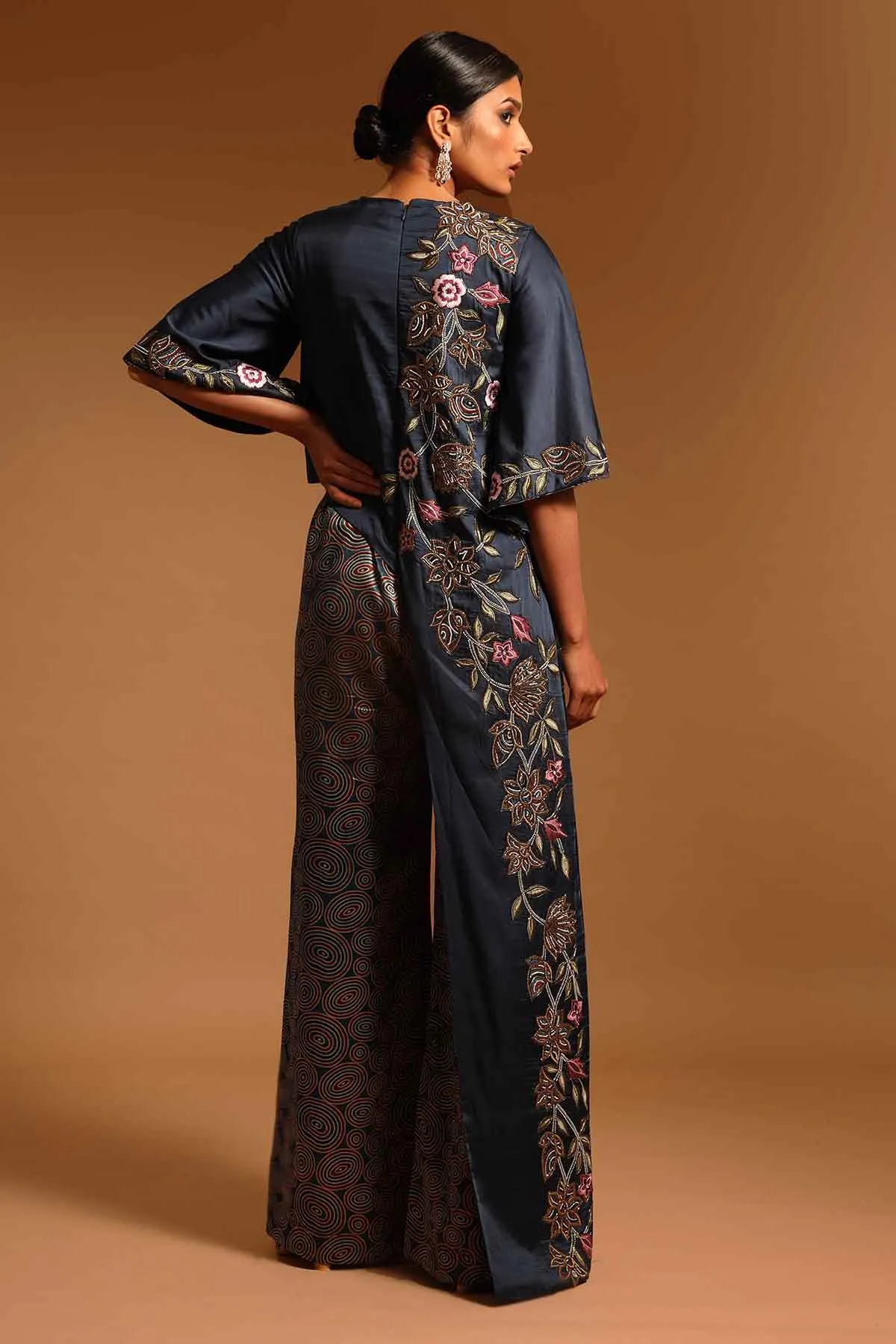Blue Ajrakh Print Flare Jumpsuit