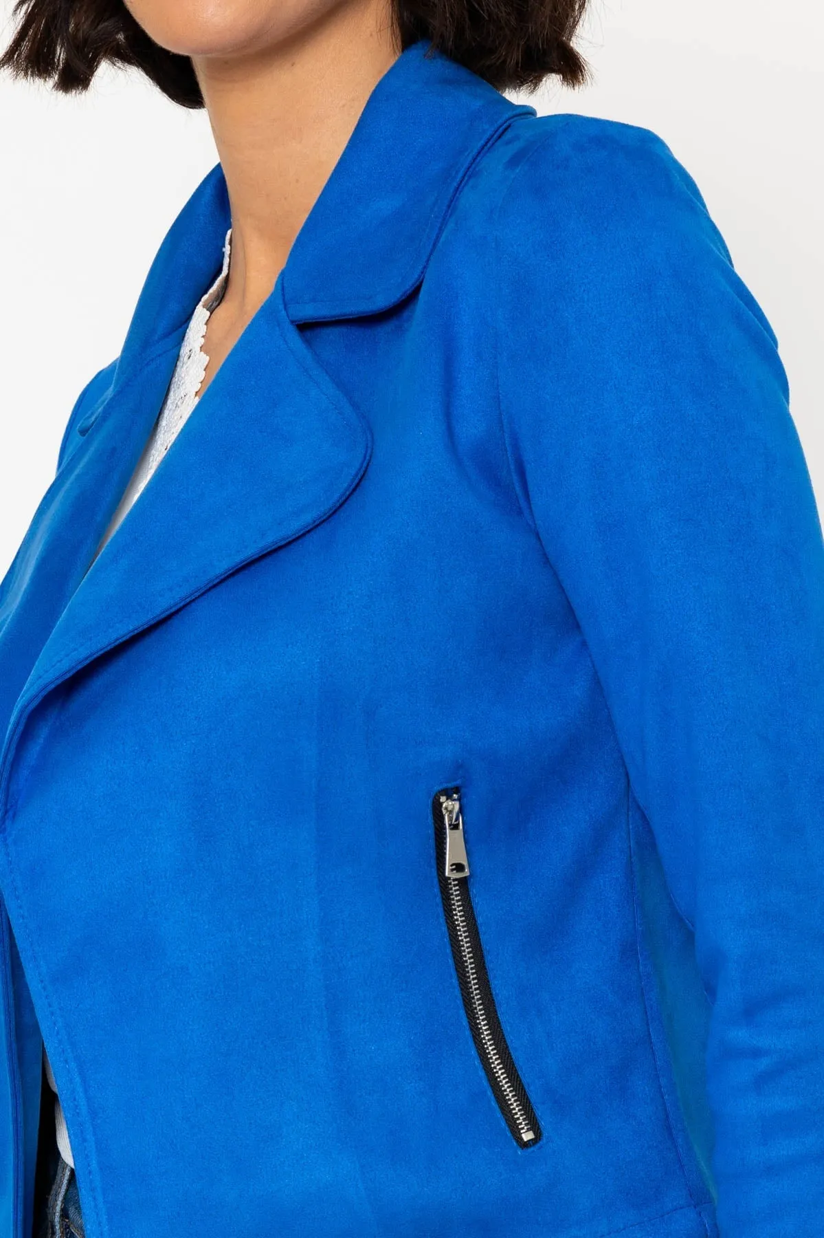Blue Suede Cover Up Jacket