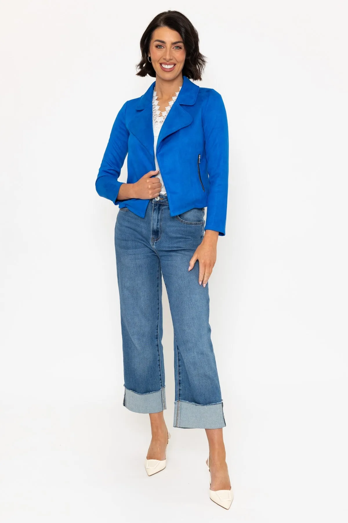 Blue Suede Cover Up Jacket