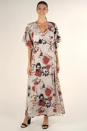 Bold Floral Flowy Maxi Wrap Dress