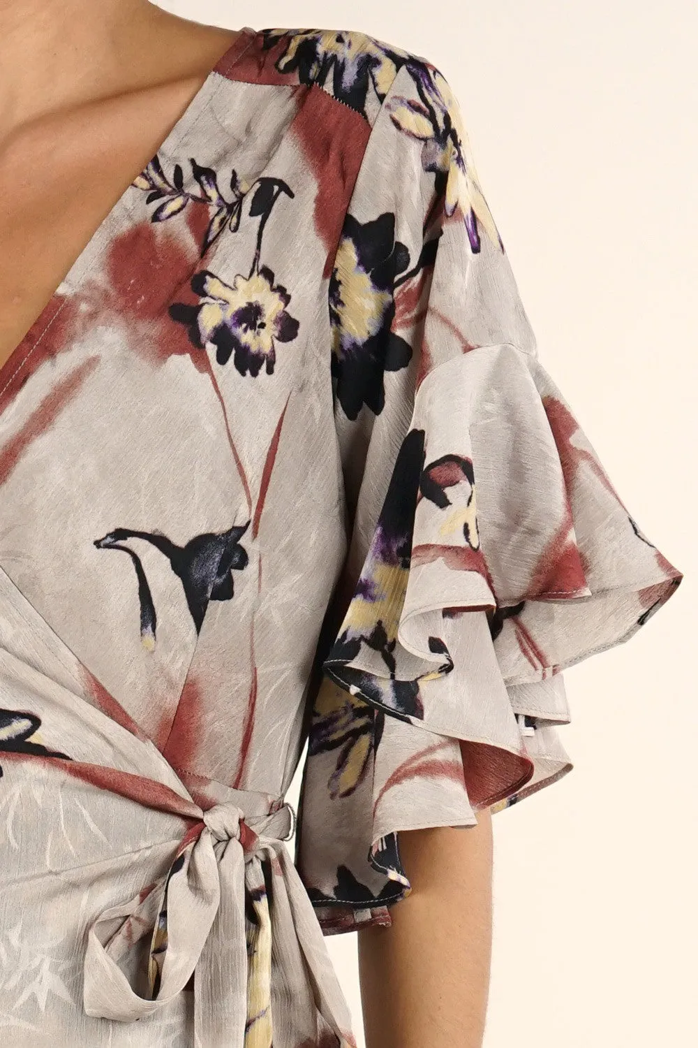 Bold Floral Flowy Maxi Wrap Dress