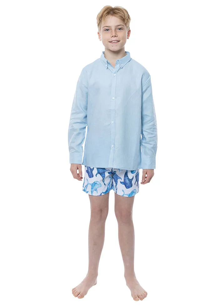 Boys' Dusty Blue Linen Shirt
