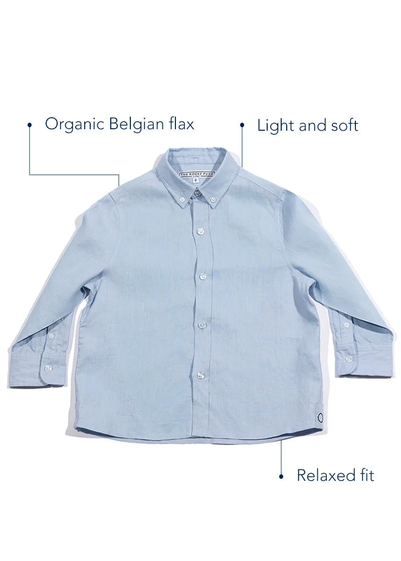 Boys' Dusty Blue Linen Shirt
