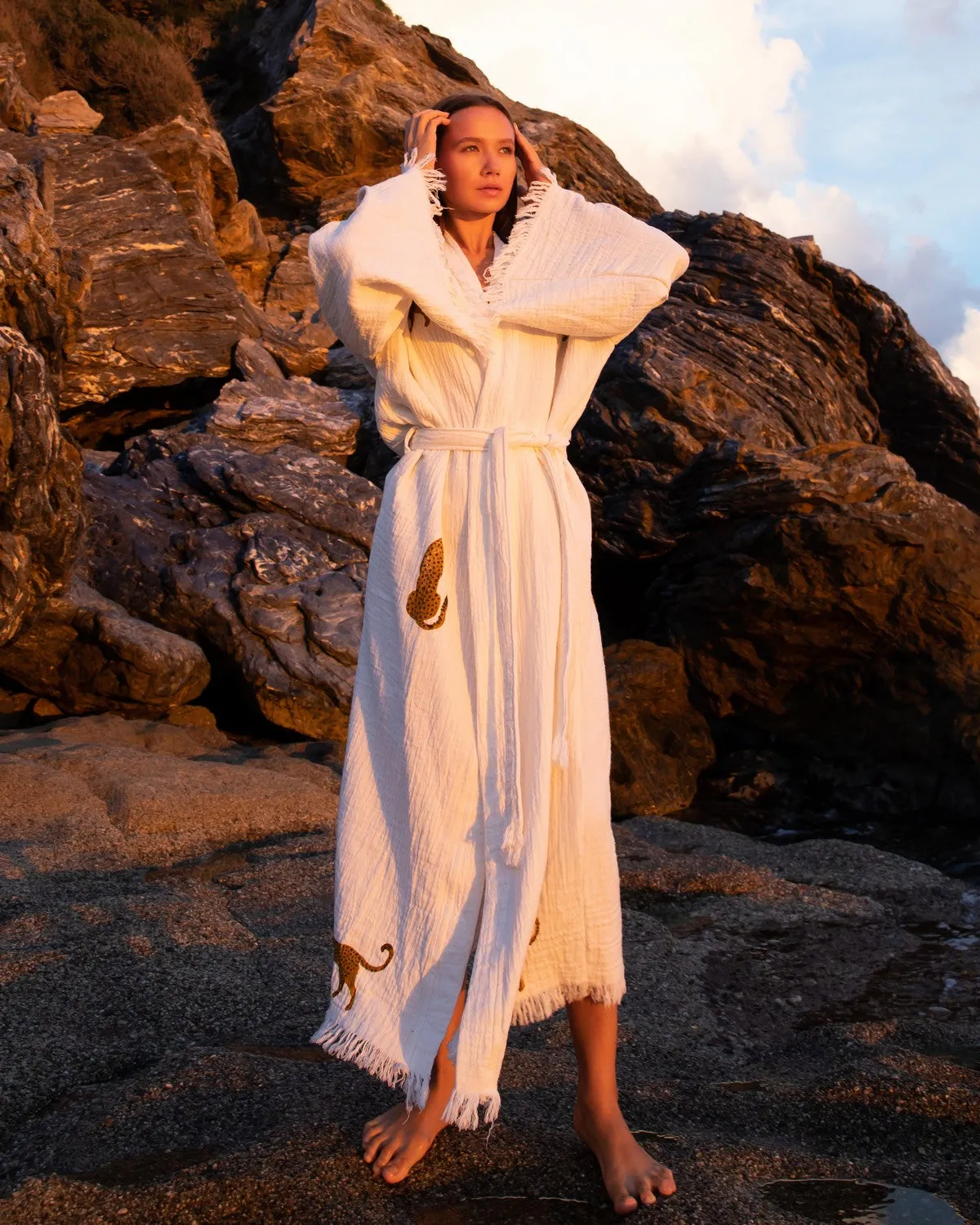 Brown Leopard Kimono Robe