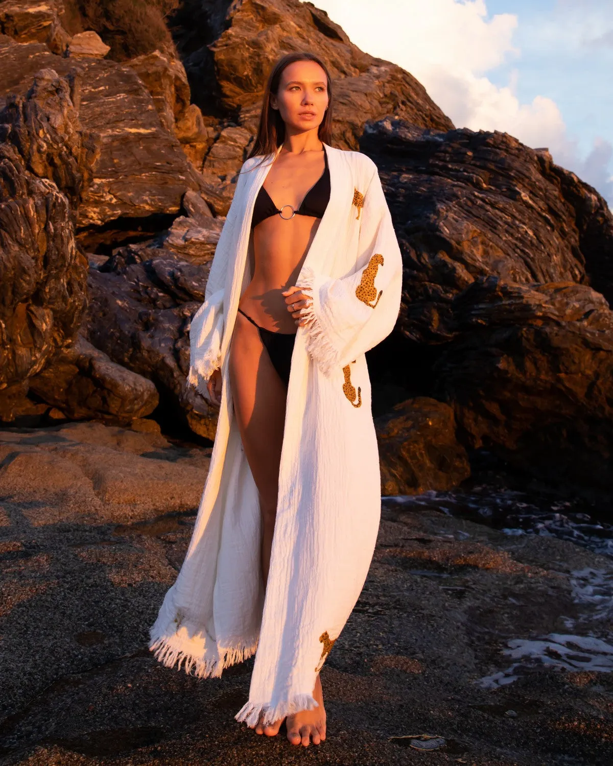 Brown Leopard Kimono Robe