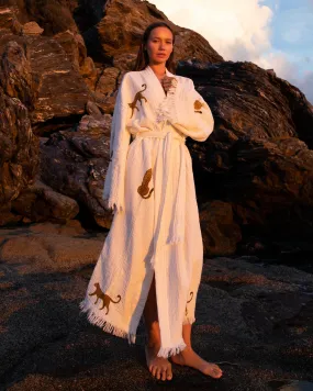 Brown Leopard Kimono Robe