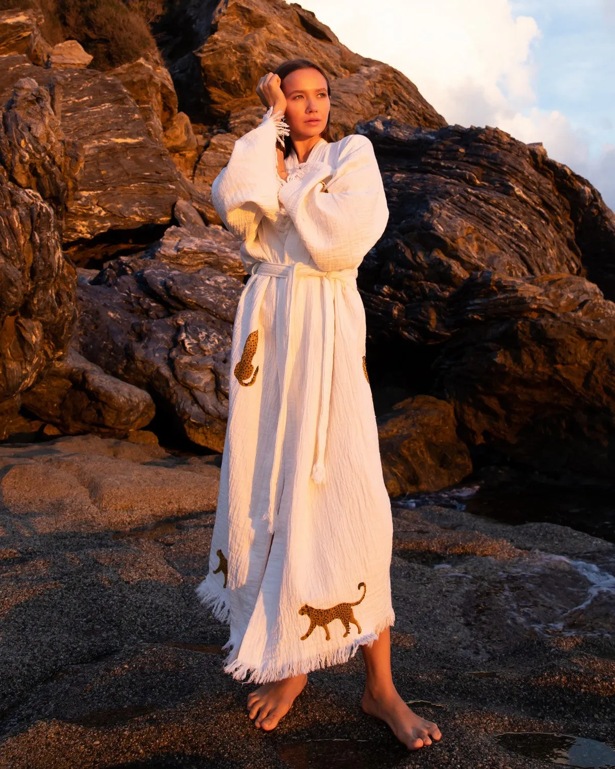 Brown Leopard Kimono Robe