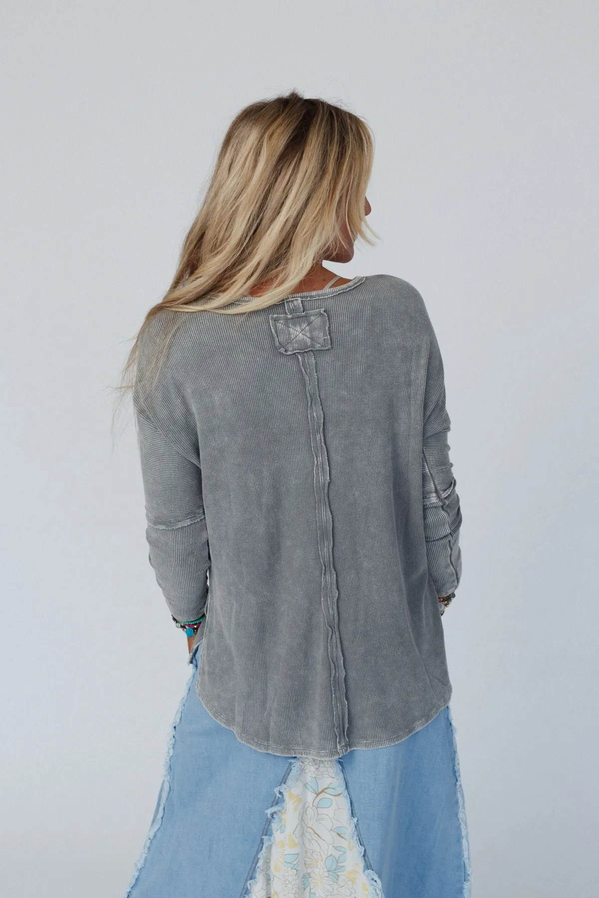 Cant Miss Thermal Knit Top - Ash