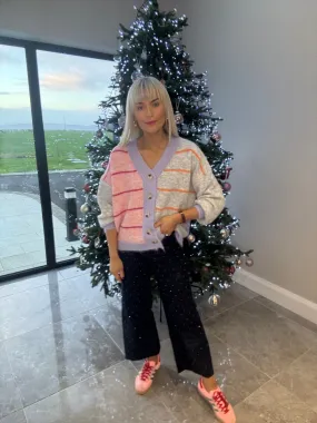 Carly Cardigan Pink/Grey