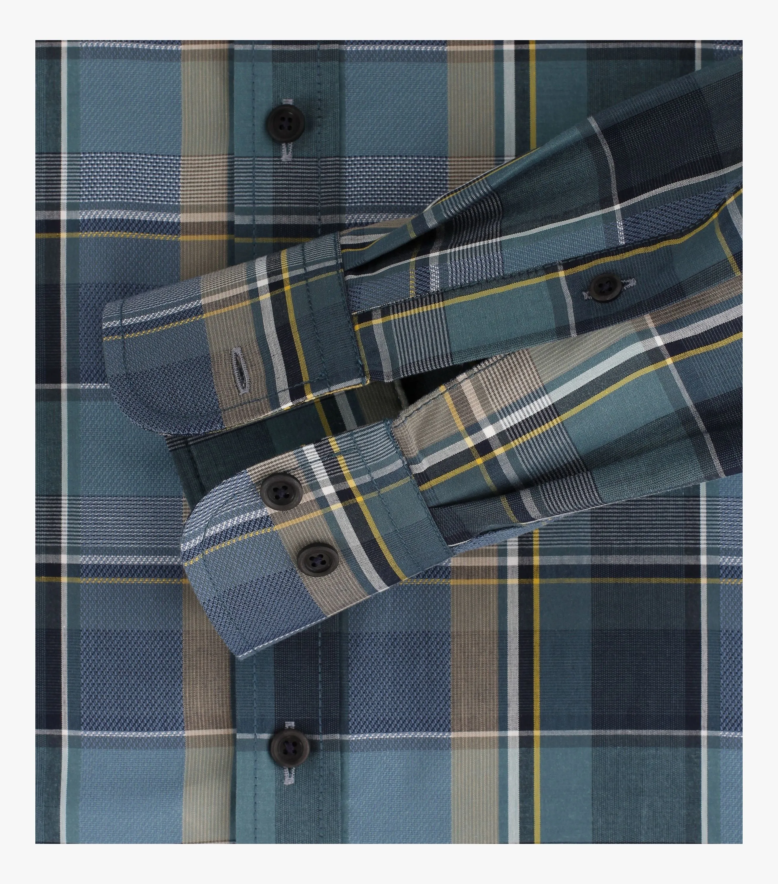 Casa Moda Long Sleeve Casual Check Shirt - Dark Turquoise