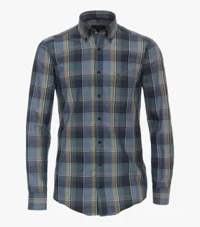 Casa Moda Long Sleeve Casual Check Shirt - Dark Turquoise