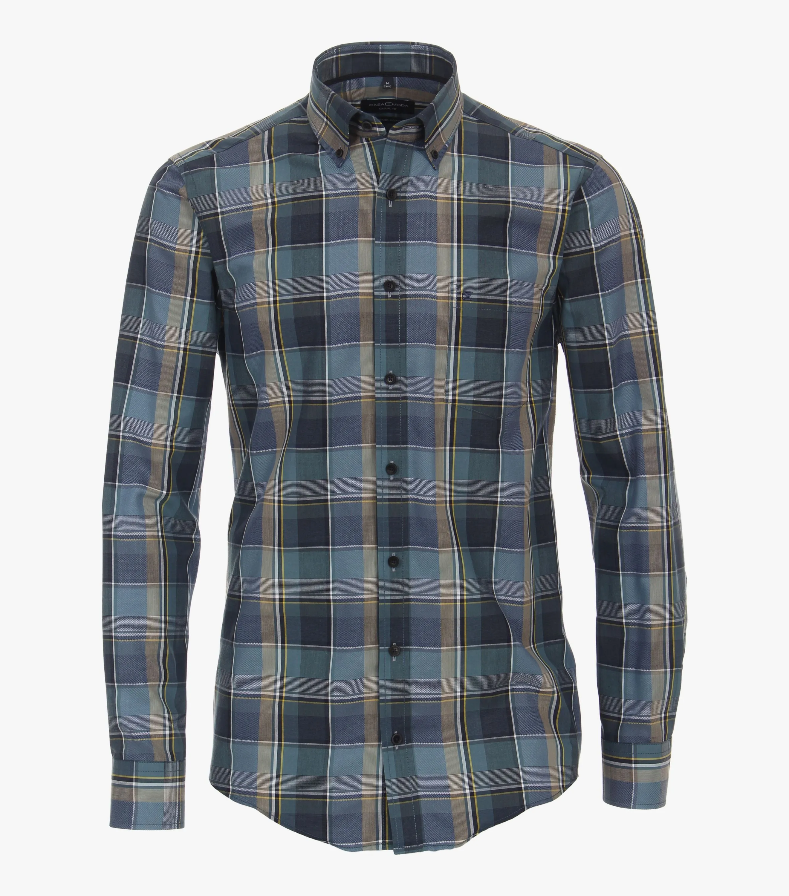 Casa Moda Long Sleeve Casual Check Shirt - Dark Turquoise