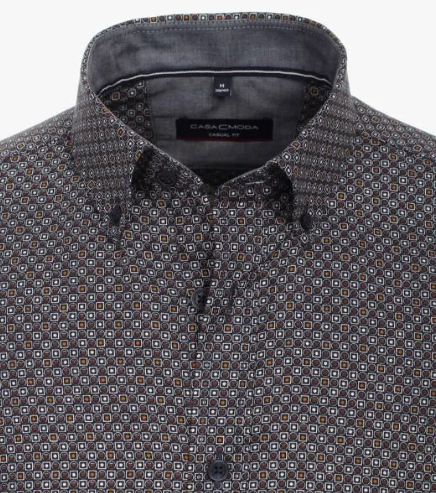 Casa Moda Long Sleeve Casual Shirt 100 -  Grey/Dark Blue