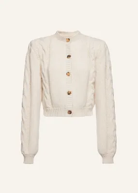 Cashmere cable knit cardigan in cream