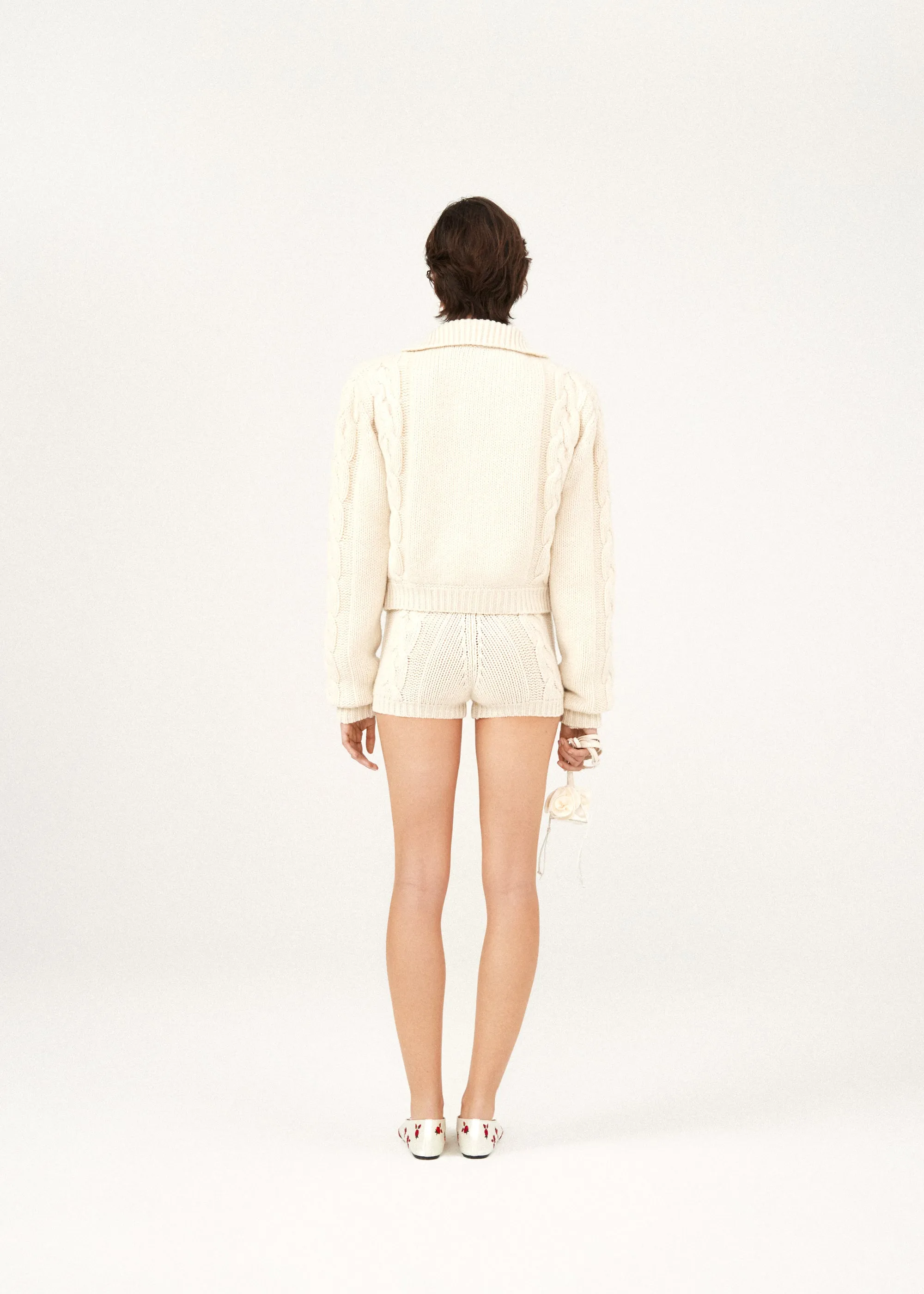 Cashmere cable knit cardigan in cream