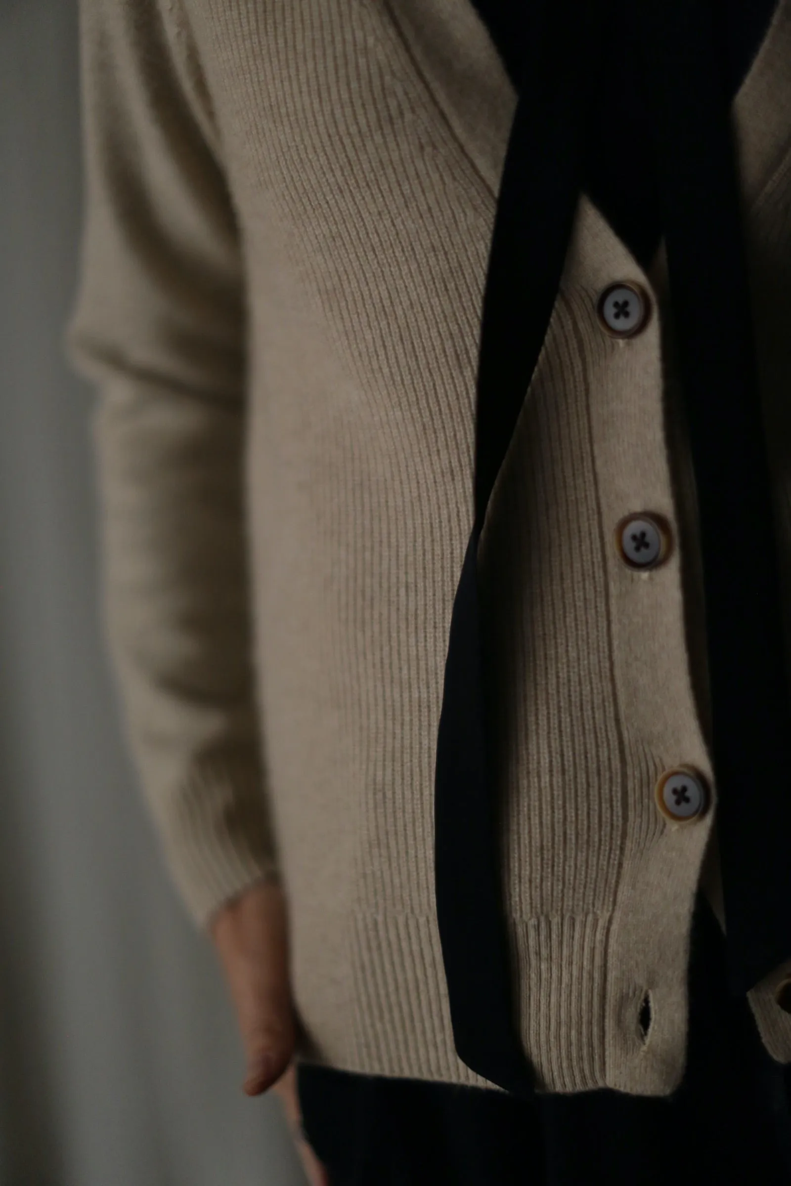 Cashmere Ribbed Knit Cardigan