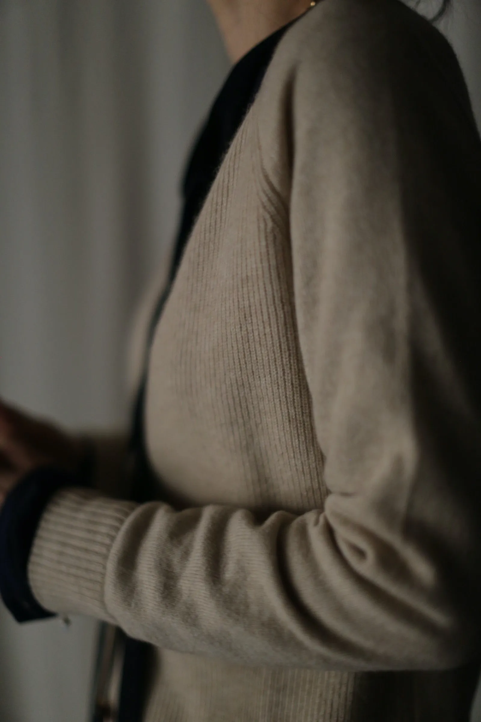 Cashmere Ribbed Knit Cardigan
