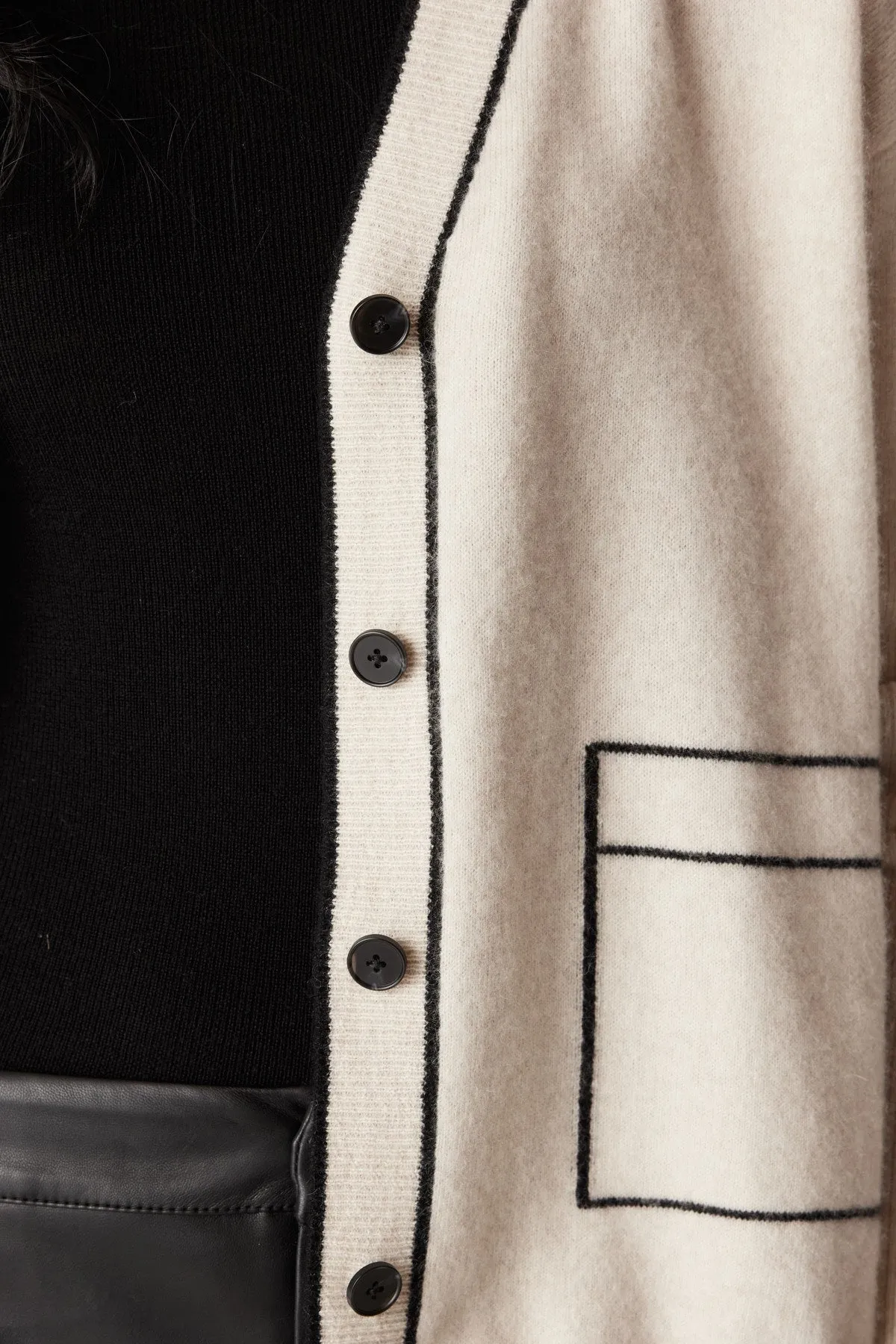 Cashmere V Neck Cardigan - Pearl
