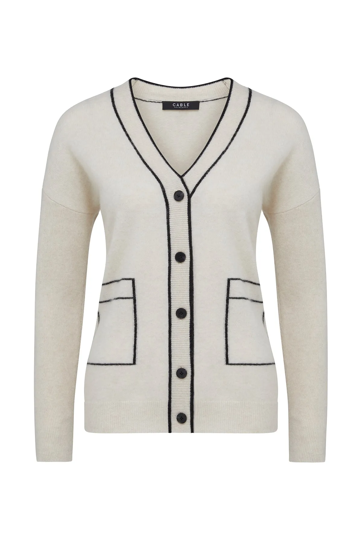 Cashmere V Neck Cardigan - Pearl